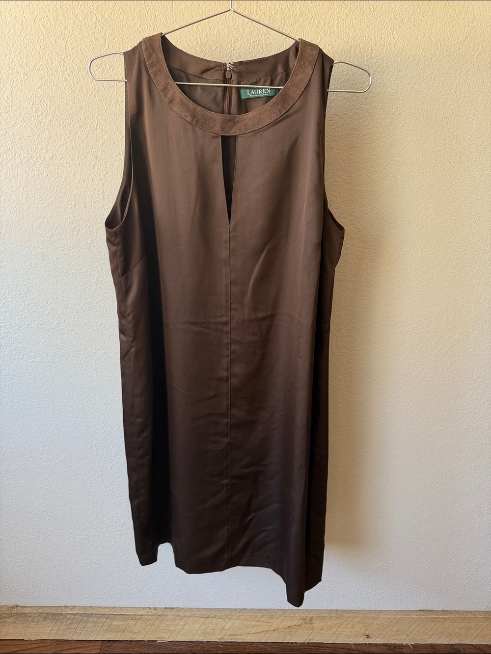 Lauren Ralph Lauren Brown Sleeveless Midi Shift Dress